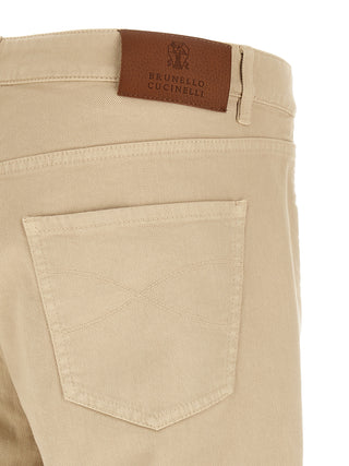 Jeans beige de algodón ajustados
