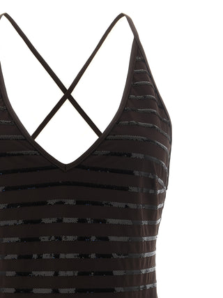 Brown Polyamide One-Piece Swimsuit
