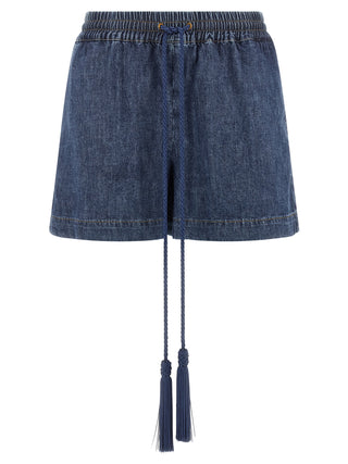 Blue Cotton Bermuda Shorts
