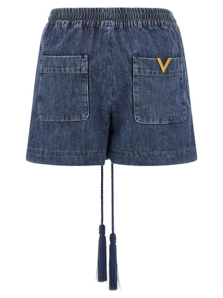 Blue Cotton Bermuda Shorts