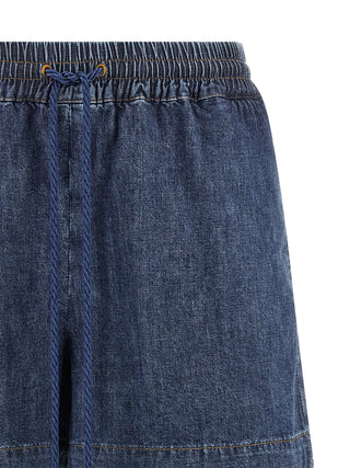Blue Cotton Bermuda Shorts