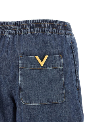 Blue Cotton Bermuda Shorts