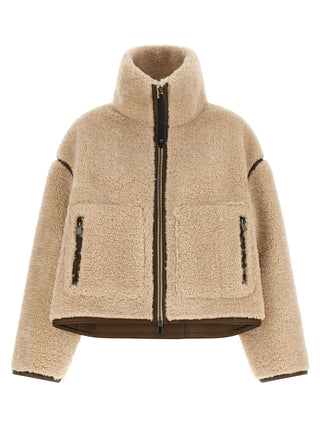 Chaqueta beige de poliéster de largo completo