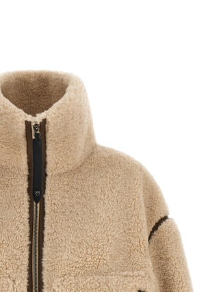 Chaqueta beige de poliéster de largo completo
