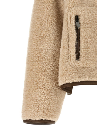Chaqueta beige de poliéster de largo completo