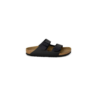 Black Synthetic Flat Sandals