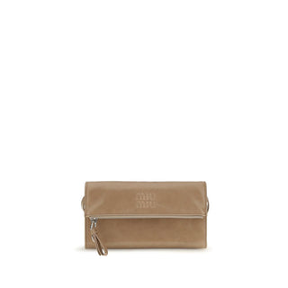 Beige Calf Leather Bos Taurus Clutch Bag