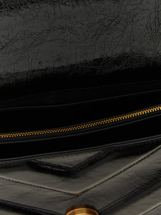 Black Calfskin Shoulder Bag