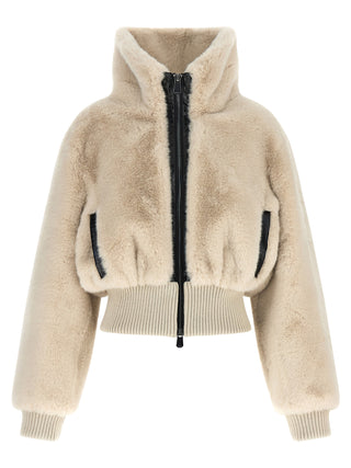 Chaqueta beige de poliéster de largo completo