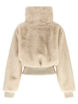 Chaqueta beige de poliéster de largo completo