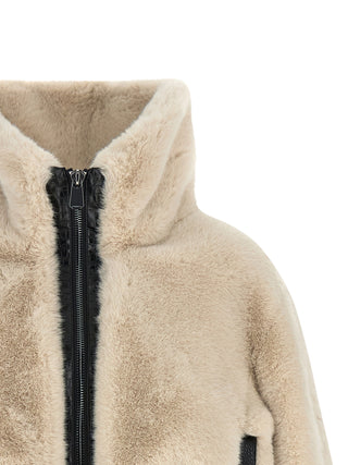 Chaqueta beige de poliéster de largo completo