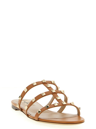 Beige Calfskin Flat Sandals