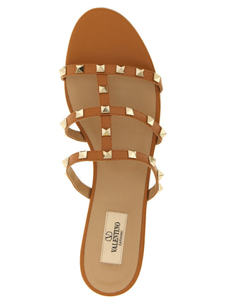 Beige Calfskin Flat Sandals