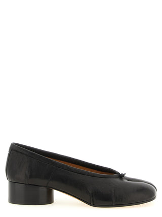 Black Lamb Leather Mid Heel Pumps