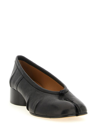 Black Lamb Leather Mid Heel Pumps