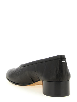 Black Lamb Leather Mid Heel Pumps