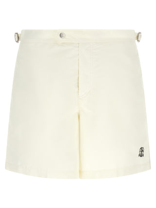 Beige Polyester Swim Shorts