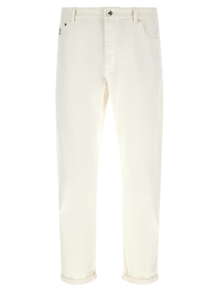 White Cotton Cropped Jeans