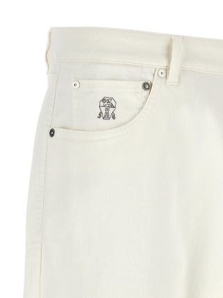 White Cotton Cropped Jeans