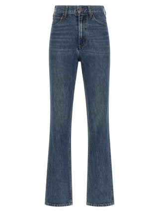 Blue Cotton Flared Jeans