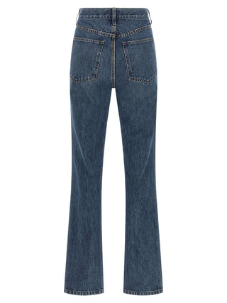 Blue Cotton Flared Jeans