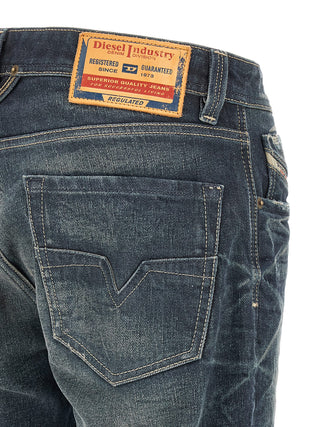 Blue Cotton Straight-Leg Jeans