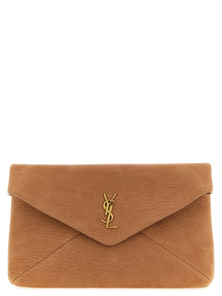 Bolso de mano de piel de cordero beige