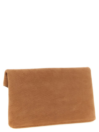 Bolso de mano de piel de cordero beige