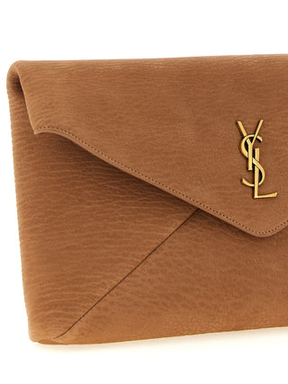 Bolso de mano de piel de cordero beige