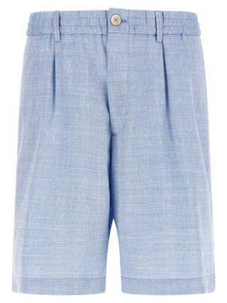 Blue Linen Bermuda Shorts