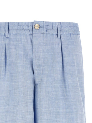 Blue Linen Bermuda Shorts