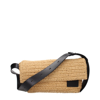 Beige Raffia Crossbody Bag