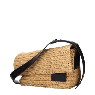 Beige Raffia Crossbody Bag