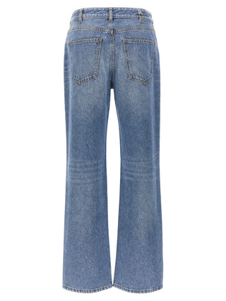 Blue Cotton High-Waisted Jean