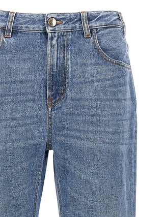 Blue Cotton High-Waisted Jean