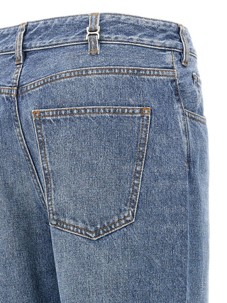 Blue Cotton High-Waisted Jean