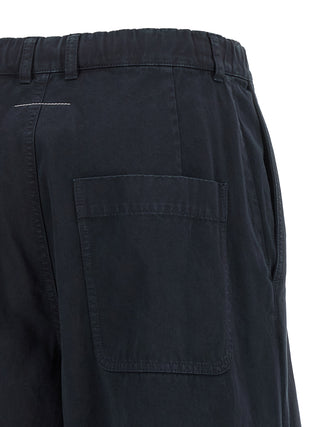 Blue Cotton Casual Pants