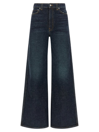 Blue Cotton Flared Jeans
