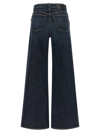 Blue Cotton Flared Jeans