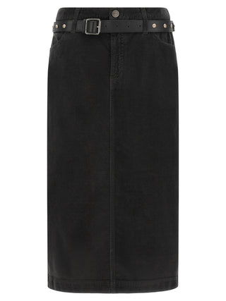 Black Cotton Midi Skirt