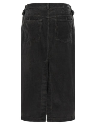 Black Cotton Midi Skirt