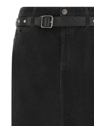 Black Cotton Midi Skirt
