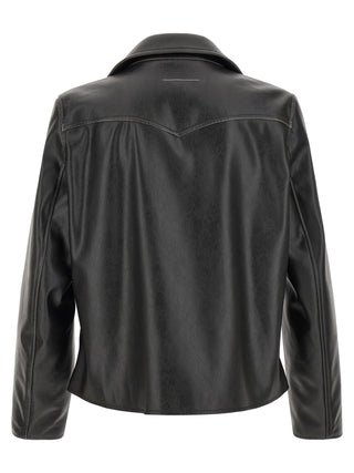 Black Polyester Leather Jacket