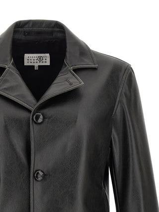 Black Polyester Leather Jacket