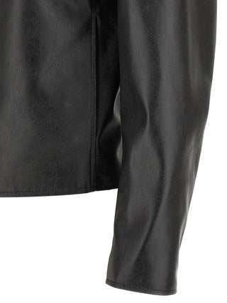 Black Polyester Leather Jacket