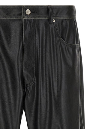 Black Polyester Casual Pants