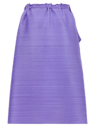 Purple Polyester Midi Skirt