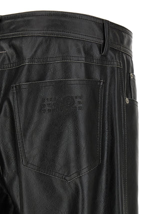 Black Polyester Casual Pants