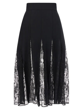Black Silk Midi Skirt