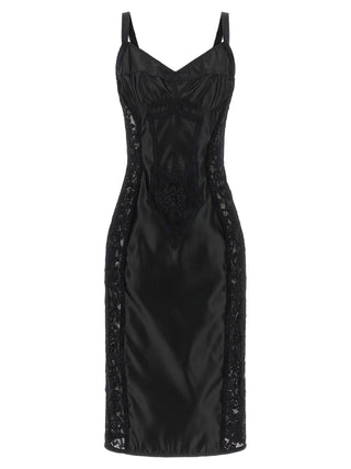 Vestido midi negro de poliamida